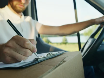 Hombre trabajando en su empleo en La Habana, repartiendo productos para una micro, pequeña o mediana empresa (Mipyme)"