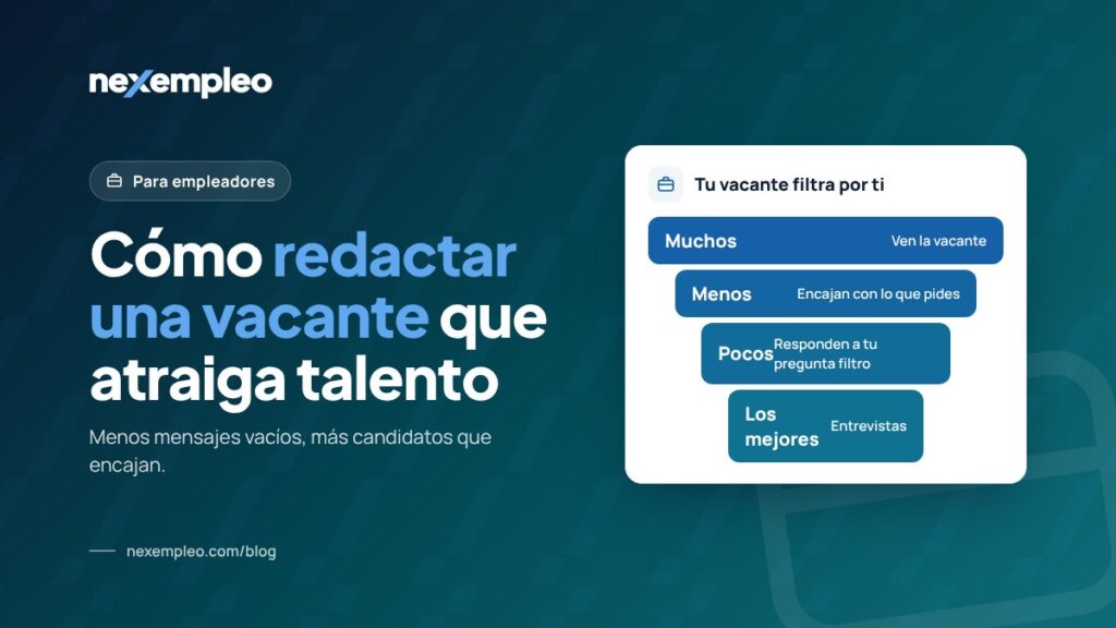 Embudo de candidatos que muestra cómo una vacante bien redactada filtra a las personas adecuadas