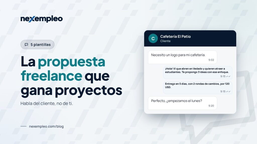 Conversación entre un cliente y un freelancer con una propuesta freelance bien escrita