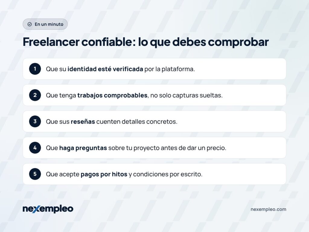 Resumen en cinco puntos de cómo saber si un freelancer es confiable