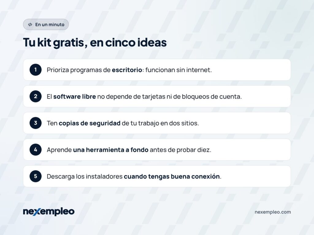 Resumen en cinco puntos del kit de herramientas gratis para freelancers
